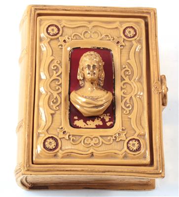 Deckeldose mit halbplastischer Porträtbüste Kaiserin Elisabeth, - Sommerauktion - Bilder Varia, Antiquitäten, Möbel