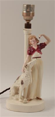 Junge Frau mit Windhund-Tisch lampe, - Sommerauktion - Bilder Varia, Antiquitäten, Möbel
