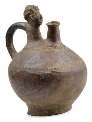 Luba, Dem. Rep. Kongo: Großer Keramik-Krug mit Kopf. - Sommerauktion - Bilder Varia, Antiquitäten, Möbel