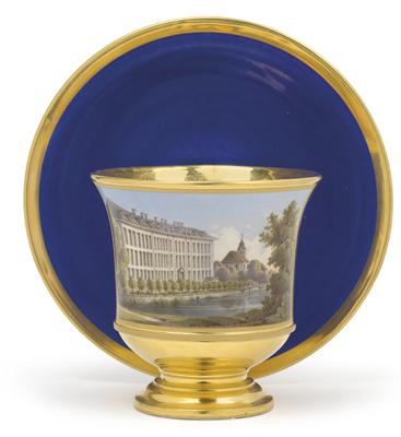 Tasse mit Vedute und Untertasse, - Saisoneröffnungs-Auktion Antiquitäten & Bilder