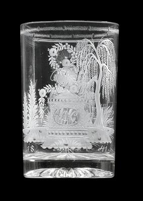 A beaker, "H. Anna", dated 1841, - Starožitnosti (Nábytek, Sochařská díla, Sklo, Porcelán)