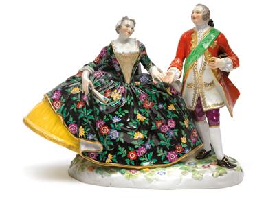 Gentleman with the Polish White Eagle order leading a lady by the hand, - Works of Art (Furniture, Sculpture, Glass and porcelain)