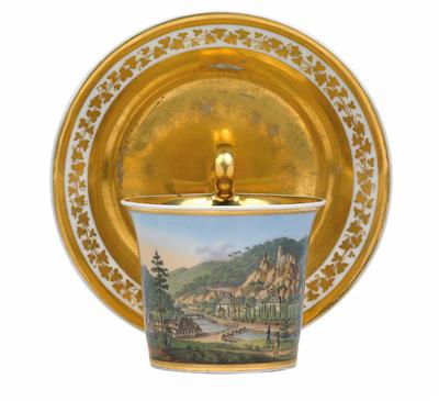 Vue de la vallée de Ste. Hélène, près de Baden en Autriche - veduta cup and saucer, - Oggetti d'arte (mobili, sculture, Vetri e porcellane)
