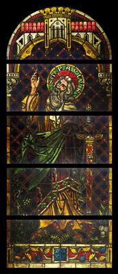 A glass window "St. Paul" signed Linnemann, - Starožitnosti (Nábytek, Sochařská díla, Sklo, Porcelán)