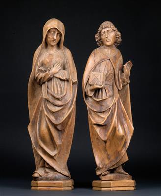 Gotische Hll. Maria und Johannes, - Antiquitäten (Möbel, Skulpturen, Glas und Porzellan)