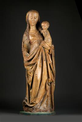 Gotische Madonna mit Kind, - Antiquitäten (Möbel, Skulpturen, Glas und Porzellan)