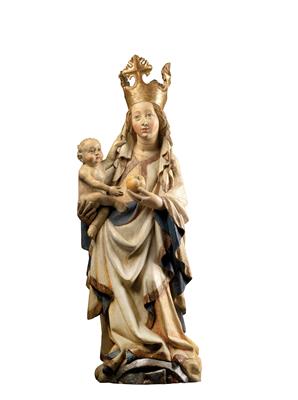 Gotische Madonna mit Kind, - Antiquitäten (Möbel, Skulpturen, Glas und Porzellan)