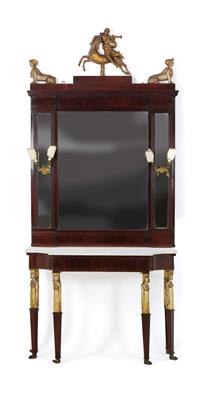 Large late  Empire console table with mirror atop, - Works of Art (Furniture, Sculpture, Glass and porcelain)