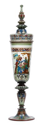 A Lobmeyr goblet with cover "Triumphzug Kaiser Maximilians I.", - Works of Art (Furniture, Sculpture, Glass and porcelain)