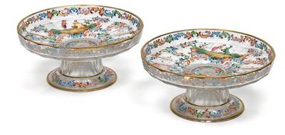 A pair of Lobmeyr épergnes with gold monogram "D", - Works of Art (Furniture, Sculpture, Glass and porcelain)