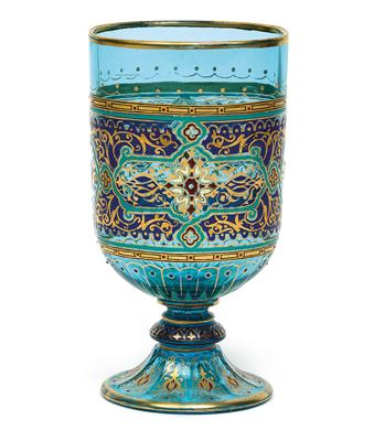 A Lobmeyr goblet, aquamarine blue glass, - Starožitnosti (Nábytek, Sochařská díla, Sklo, Porcelán)