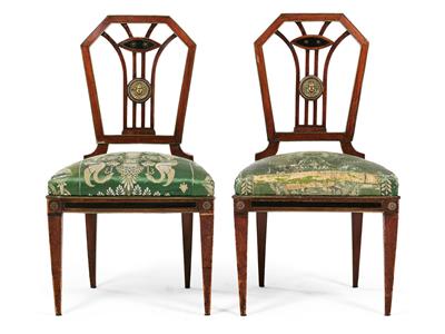 Pair of museum quality Neo-Classical Viennese chairs, - Works of Art (Furniture, Sculpture, Glass and porcelain)