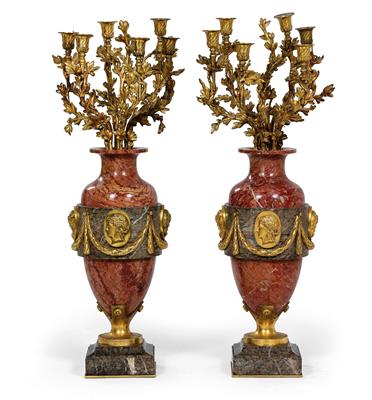 Pair of decorative vase candelabras, - Oggetti d'arte (mobili, sculture, Vetri e porcellane)