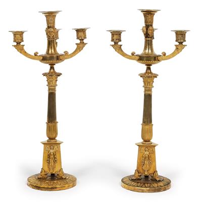 Pair of French candelabras, - Works of Art (Furniture, Sculpture, Glass and porcelain)