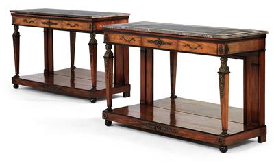 Pair of outstanding and rare Neo-Classical console tables, - Works of Art (Furniture, Sculpture, Glass and porcelain)