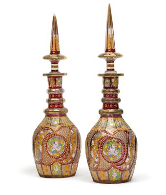 A pair of decanters with stoppers, - Works of Art (Furniture, Sculpture, Glass and porcelain)