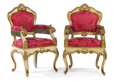 Pair of Neo-Baroque armchairs, - Starožitnosti (Nábytek, Sochařská díla, Sklo, Porcelán)
