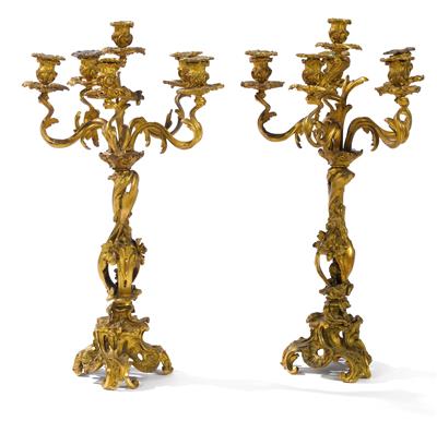 Pair of Neo-Rococo candelabras, - Works of Art (Furniture, Sculpture, Glass and porcelain)