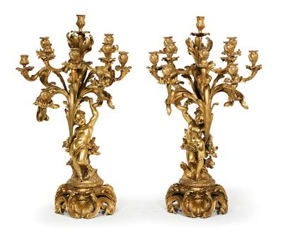 Pair of grand Louis XV style candelabras, - Works of Art (Furniture, Sculpture, Glass and porcelain)