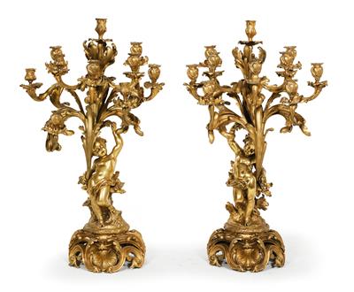 Pair of grand Louis XV style candelabras, - Starožitnosti (Nábytek, Sochařská díla, Sklo, Porcelán)