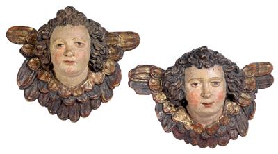 A pair of Renaissance Angels’ Heads, - Starožitnosti (Nábytek, Sochařská díla, Sklo, Porcelán)
