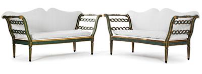 Rare pair of Neo-Classical northern Italian sofas, - Works of Art (Furniture, Sculpture, Glass and porcelain)