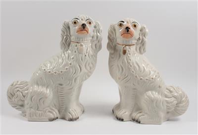 1 Paar Staffordshire Comforter Spaniels, - Antiquariato e Dipinti