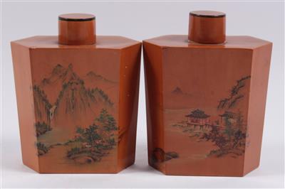1 Paar Teedosen, - Winter-Auktion (Antiquitäten, Bilder, Möbel, Teppiche, Design)