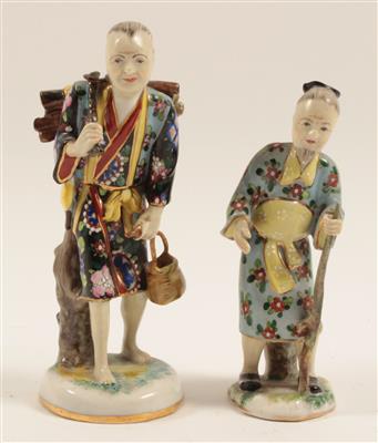 Asiate mit Holzbündel und Asiate mit Stock, - Winter-Auktion (Antiquitäten, Bilder, Möbel, Teppiche, Design)