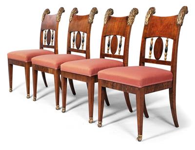 Satz von vier Frühbiedermeier Sesseln, - Winter-Auktion (Antiquitäten, Bilder, Möbel, Teppiche, Design)