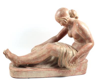 Sitzender Frauenakt mit Tuch, - Winter-Auktion (Antiquitäten, Bilder, Möbel, Teppiche, Design)