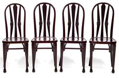 Vier Art Deco-Stühle, - Winter-Auktion (Antiquitäten, Bilder, Möbel, Teppiche, Design)