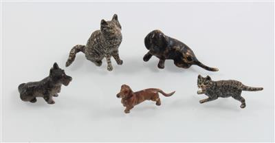 2 Katzen, 3 Hunde, - Antiquariato e Dipinti