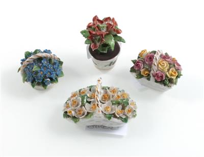 6 kleine Blumenstöcke, 3 Blumenkörbe, - Starožitnosti, Obrazy