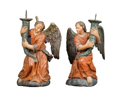 Baroque pair of angel candlesticks, - Oggetti d'arte