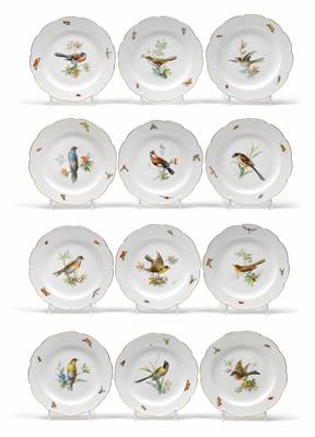 Dessert plates with European and non-European birds, - Works of Art (Furniture, Sculptures, Glass, Porcelain)