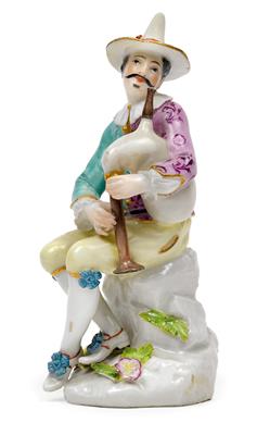 Hanswurst with bagpipes from the ‘commedia dell'arte’, - Works of Art (Furniture, Sculptures, Glass, Porcelain)