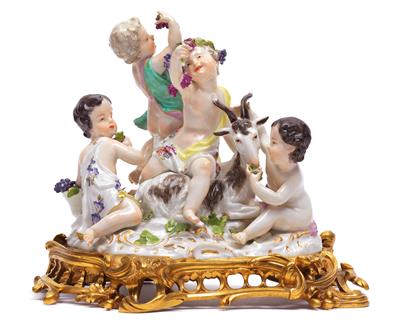 A children’s bacchanal on gilded bronze base, - Works of Art (Furniture, Sculptures, Glass, Porcelain)