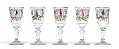 Lobmeyr aperitif glasses in "Rococo style", - Works of Art (Furniture, Sculptures, Glass, Porcelain)