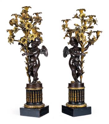 Pair of candelabras, - Starožitnosti (Nábytek, Sochařská díla)