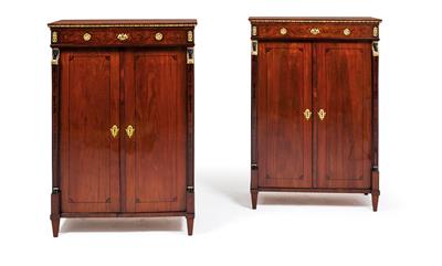 Pair of half-height Empire cabinets, - Works of Art (Furniture, Sculptures, Glass, Porcelain)