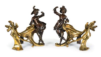 Pair of Louis XV fireplace chenets, - Oggetti d'arte