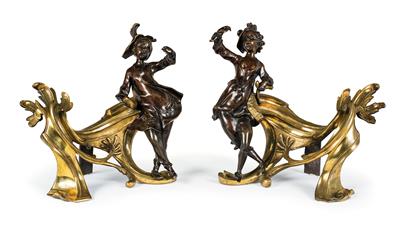 Pair of Louis XV fireplace chenets, - Starožitnosti (Nábytek, Sochařská díla)