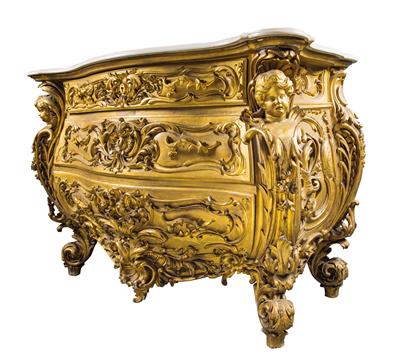 Pair of grand Neo-Rococo chests of drawers, - Works of Art (Furniture, Sculptures, Glass, Porcelain)