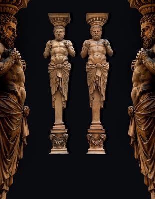 Pair of terracotta herms from the former Heinrichshof, - Works of Art (Furniture, Sculptures, Glass, Porcelain)