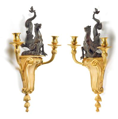 Pair of unusual wall appliques, - Works of Art (Furniture, Sculptures, Glass, Porcelain)