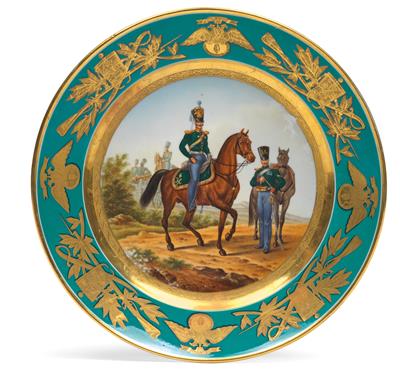 A Russian plate with military scene dated 1843, - Oggetti d'arte