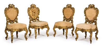 Set of four Neo-Rococo chairs, - Works of Art (Furniture, Sculptures, Glass, Porcelain)