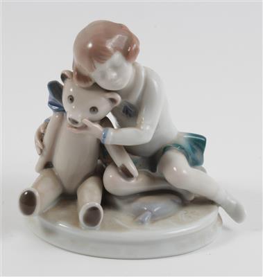 Gustav Oppel(1891-1971), Figurengruppe "Gute Freundschaft" (Mädchen mit Teddybär), - Antiquitäten & Bilder