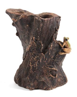 Pinselbecher in Form eines Baumstammes mit Frosch, - Starožitnosti, Obrazy